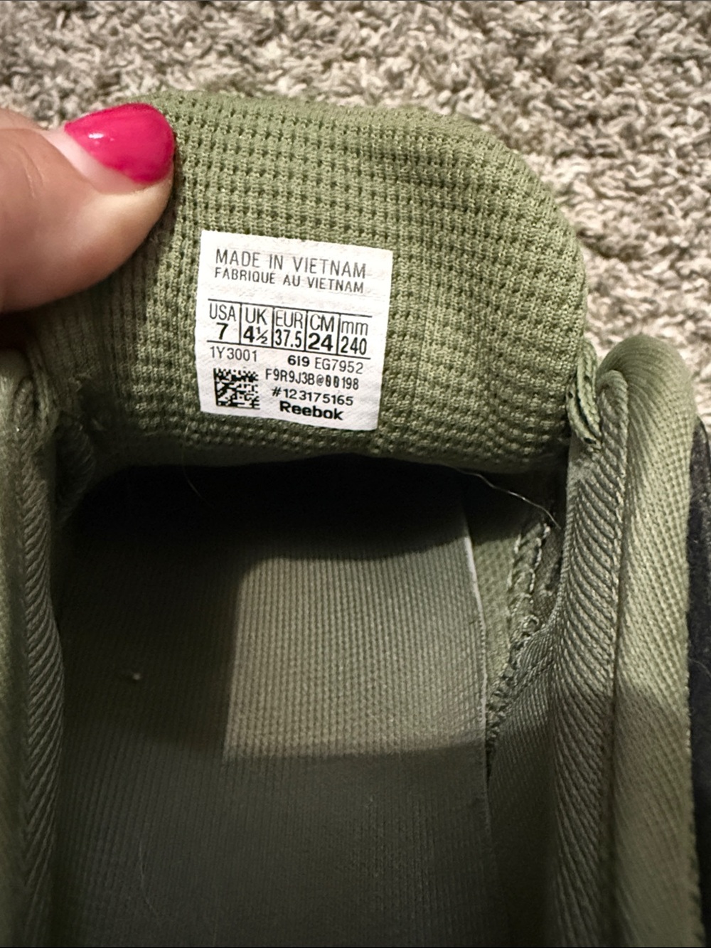 Black and Olive Green Reebok CrossFit shoe - Picture 2 of 2